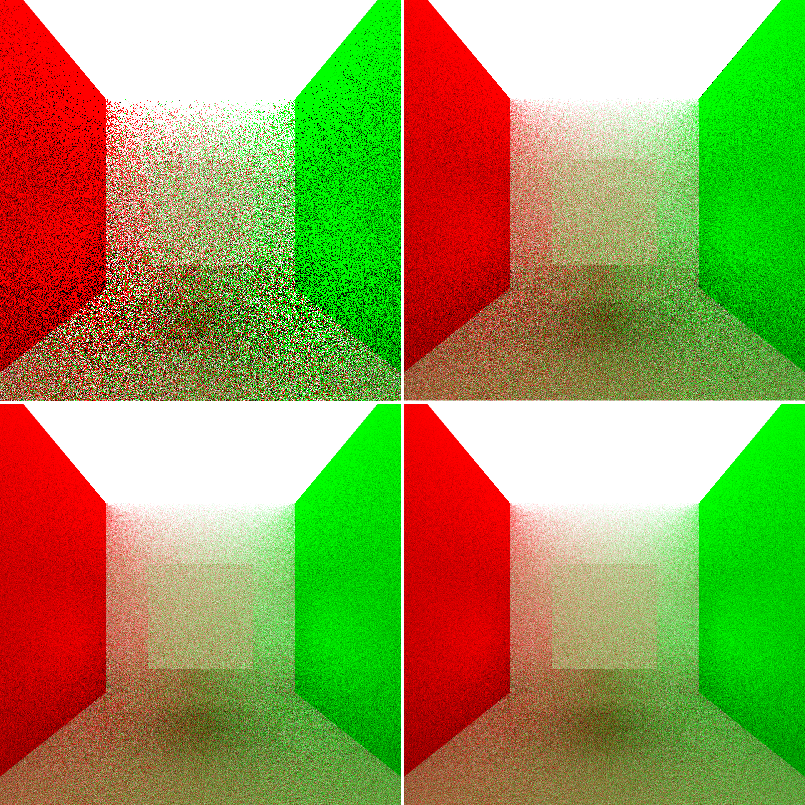 Upper Left: 1 iteration. Upper Right: 5 iterations. Lower Left: 10 iterations. Lower Right: 15 iterations.