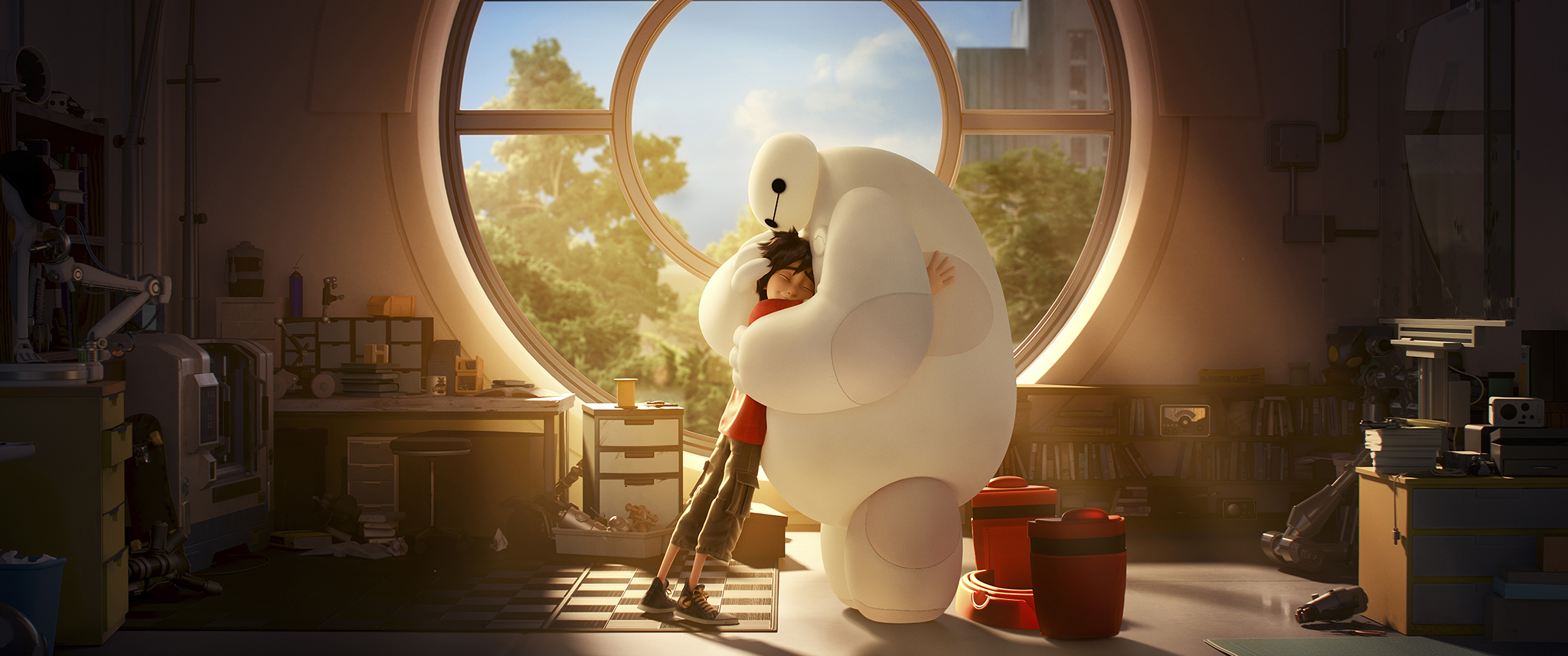 A still from Big Hero 6, rendered entirely using Hyperion. Property of Walt Disney Animation Studios.