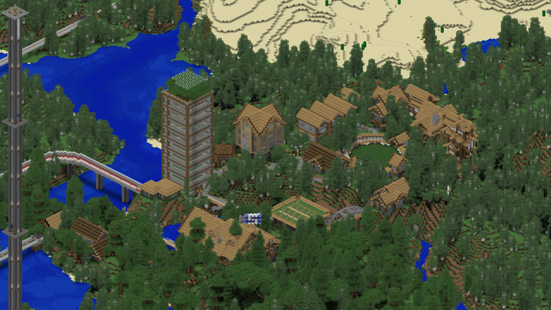 Zoomed cartograph view of our Minecraft town.