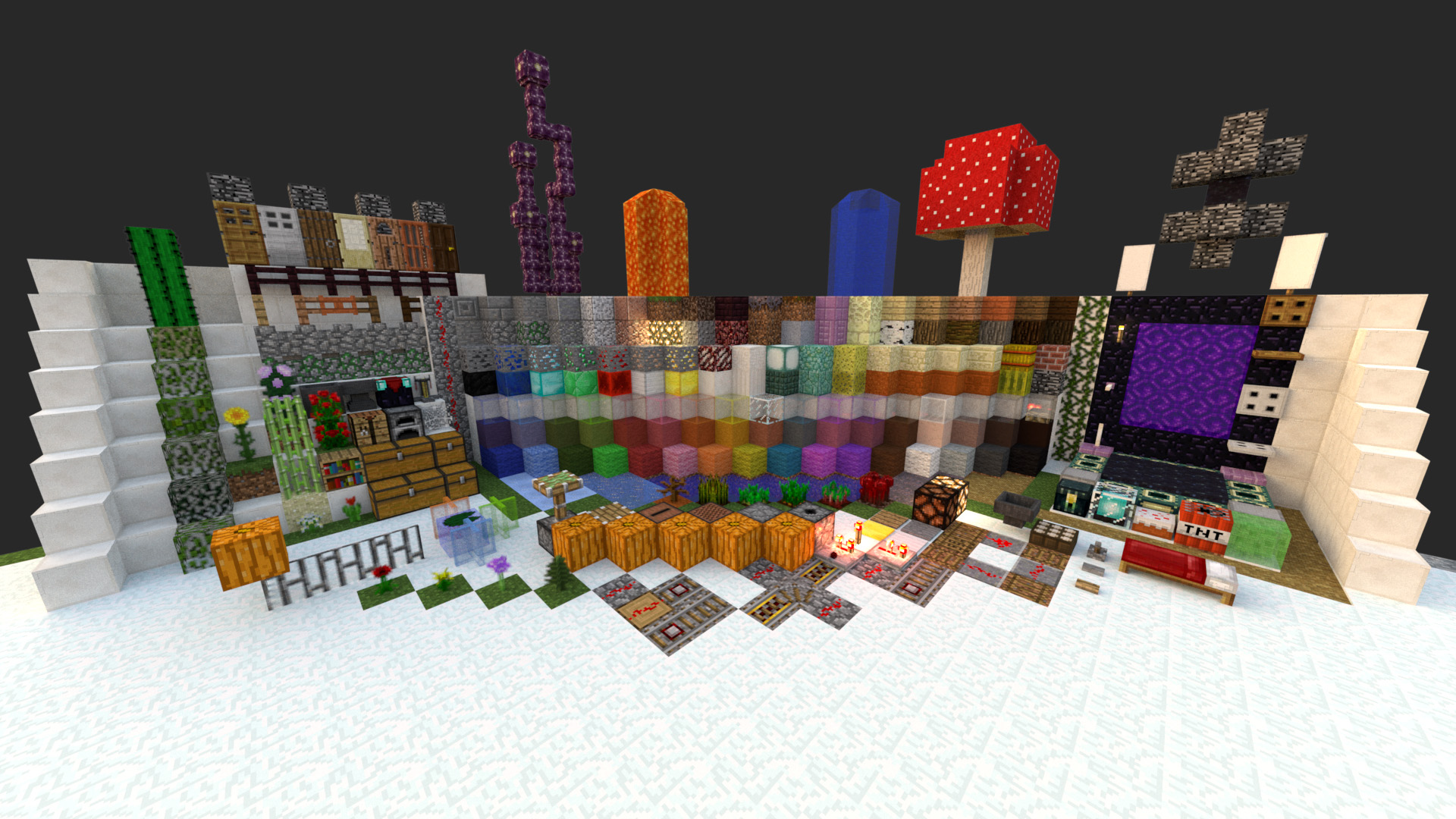 Final materials on a resource pack test world.