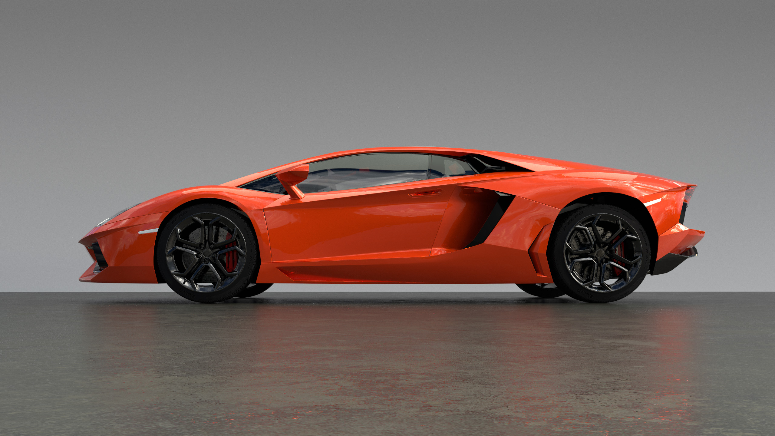 Figure 1: An orange-red Lamborghini Aventador, rendered in Takua a0.7 using VCM.