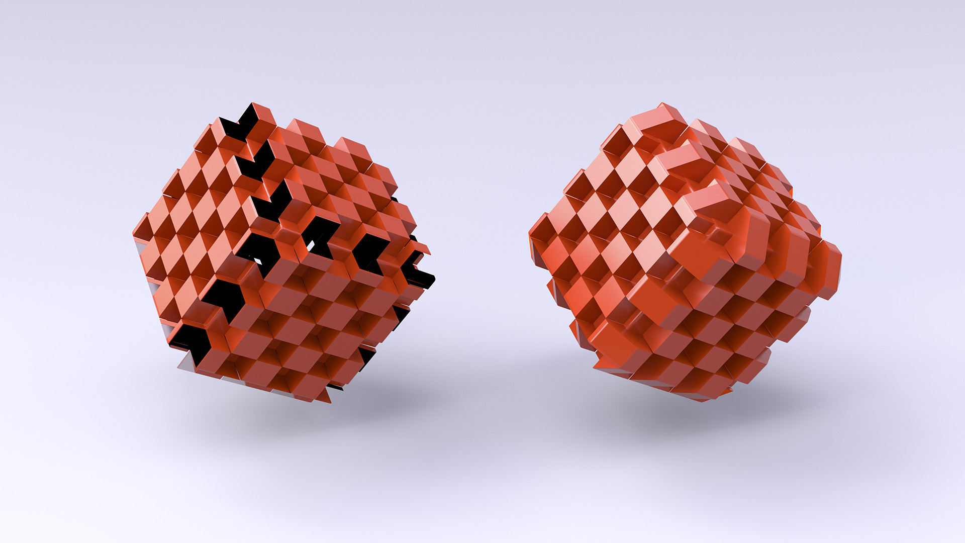 Figure 6: Displaced cubes with and without crack elimination.