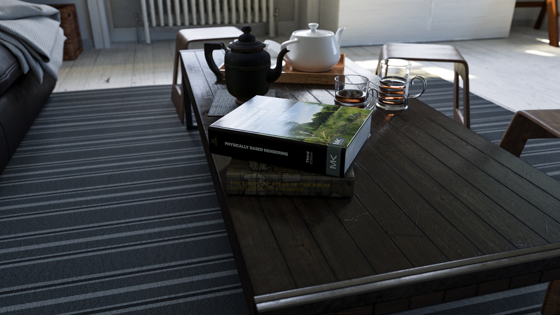 Figure 7: Physically Based Rendering Third Edition sitting on the coffee table.
