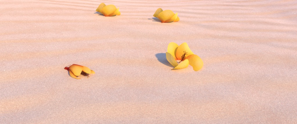 Figure 6a: 'flowersCam' camera angle, rendered using Disney's Hyperion Renderer.