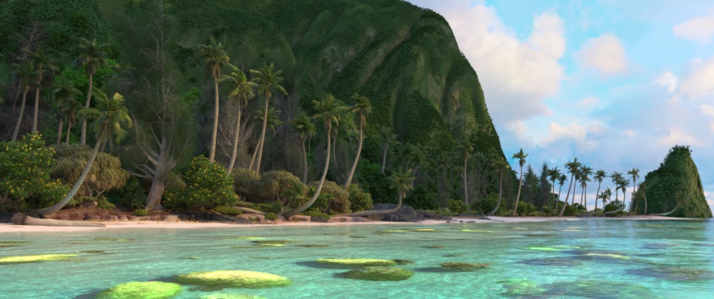 Figure 1: The Moana Island Data Set, rendered using Disney's Hyperion Renderer.