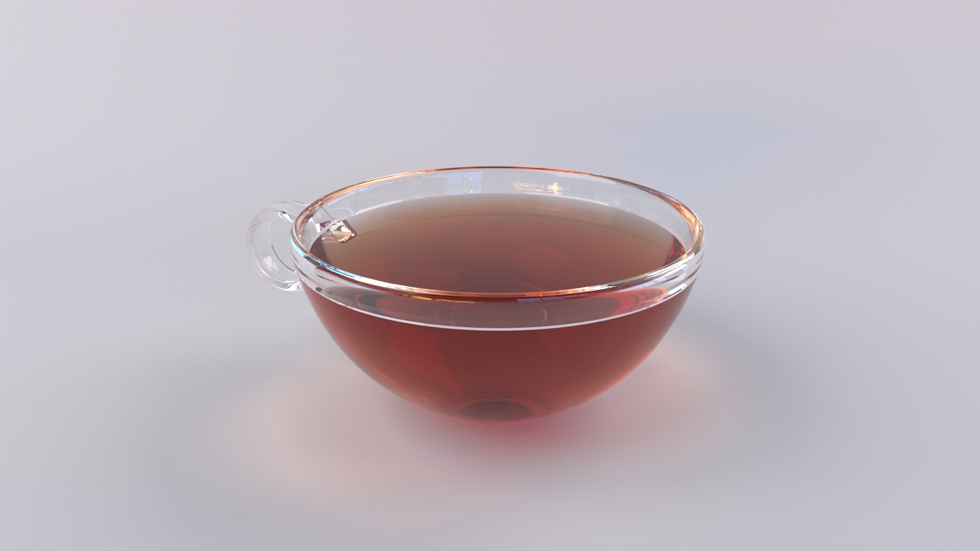 Figure 4: Tea inside of a glass cup, rendered using Takua Renderer's old interface tracking system. Note the bright ring at the liquid-glass surface interface, produced by a physically incorrect double-refraction event.