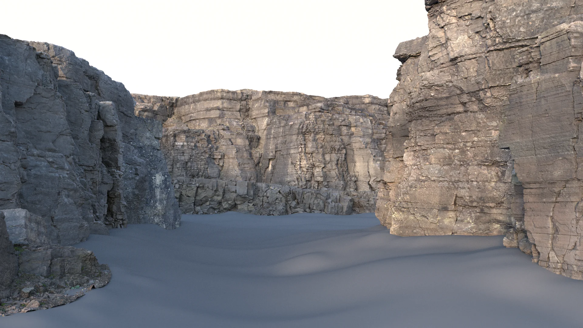 Figure 2: Starting point: kitbashing some Quixel Megascans rock formations together.