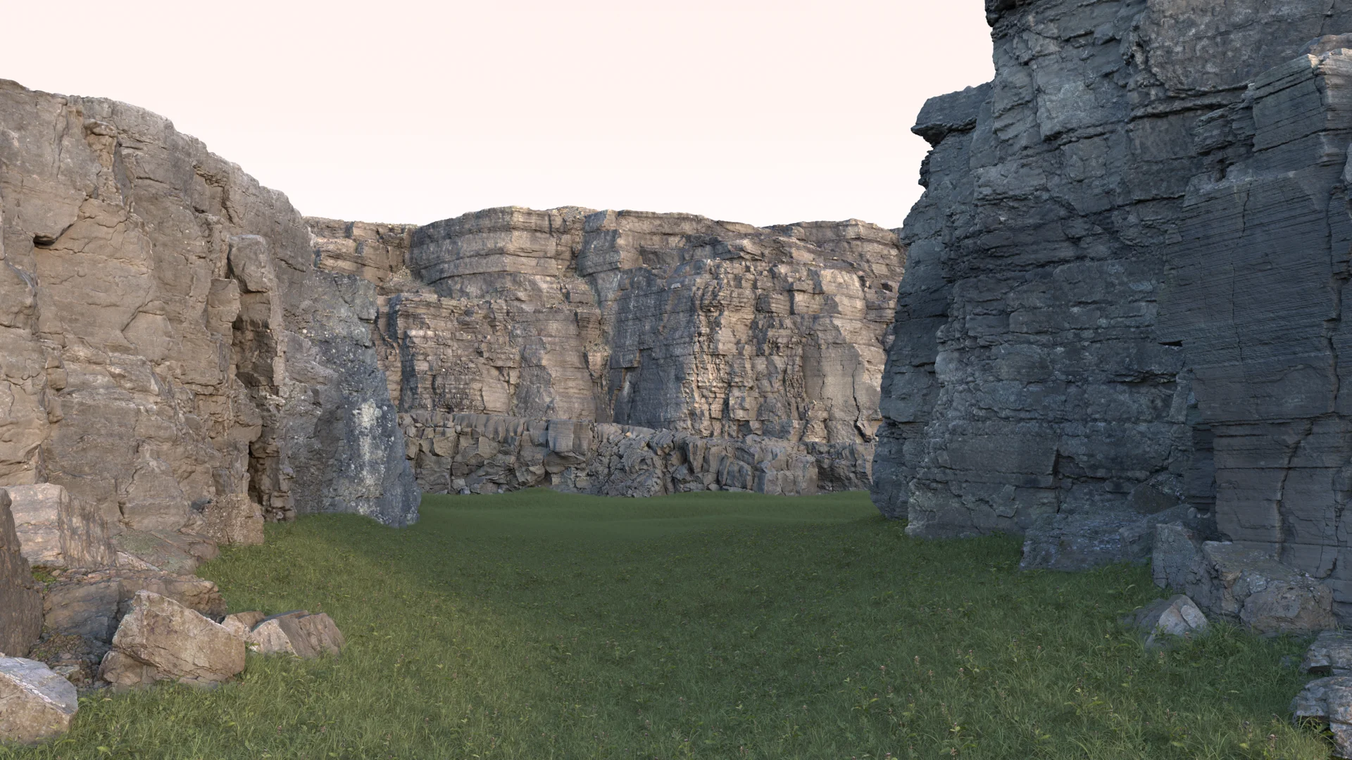 Figure 4: Initial grass scattered using Maya's XGen Geometry Instancer toolset.