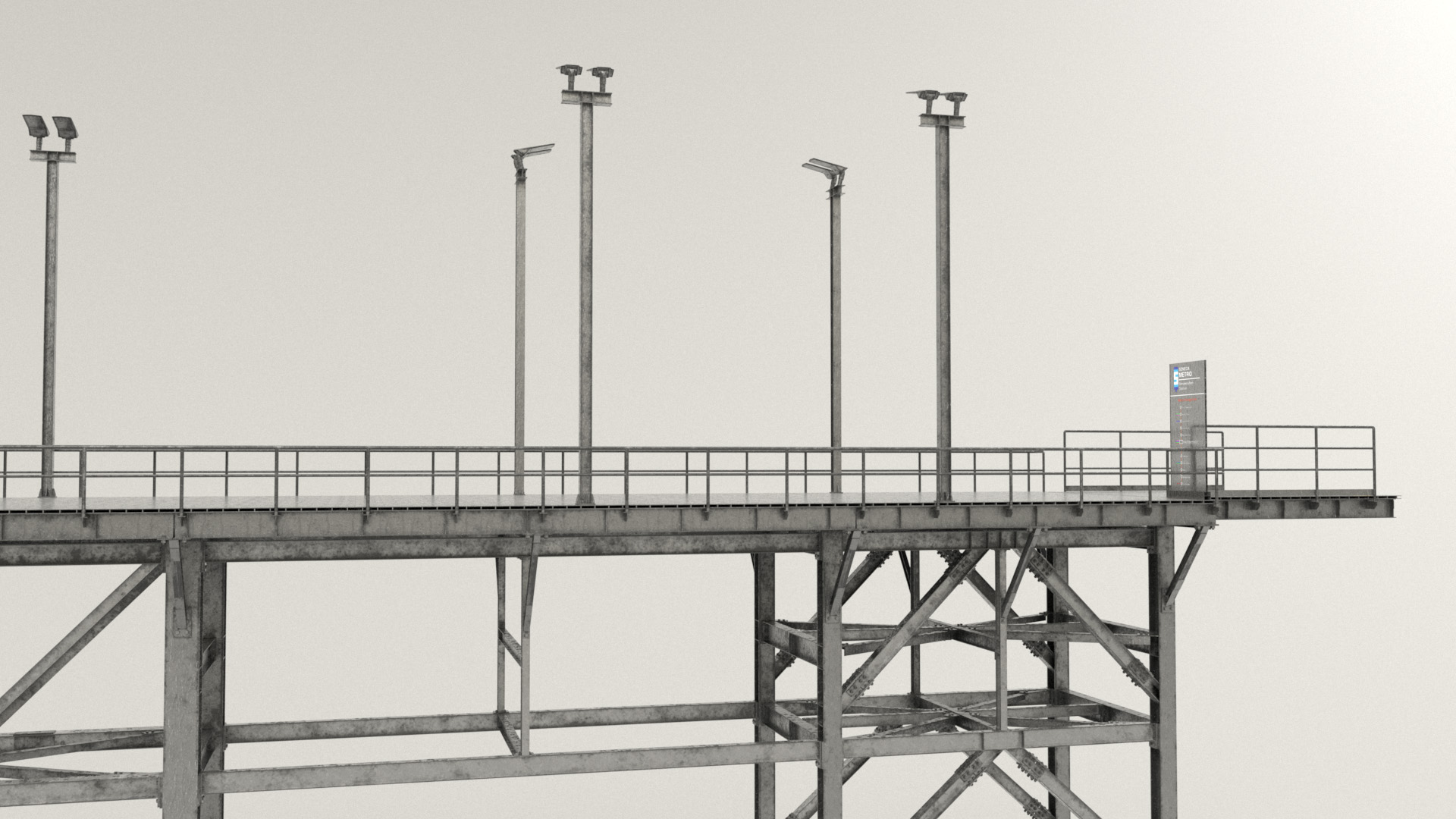 Figure 33: Shading test for the dock, with wet effect applied. The lampposts are in a different orientation compared to where they are in the final scene.