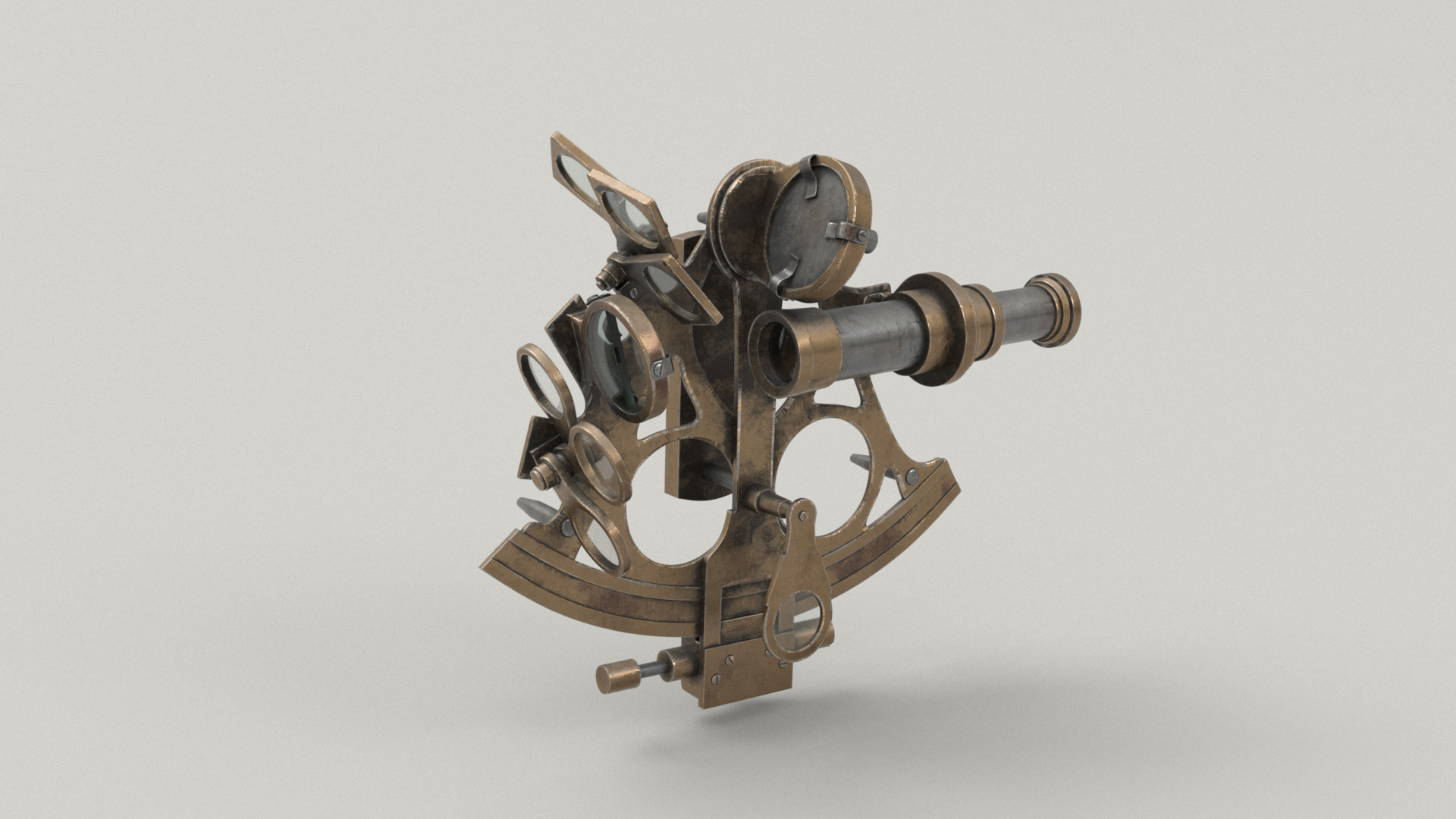 Figure 37: Quick n' dirty lookdev test of the sextant. Model is by Aliyah Chen and was provided by Pixar as one of the contest's base models.