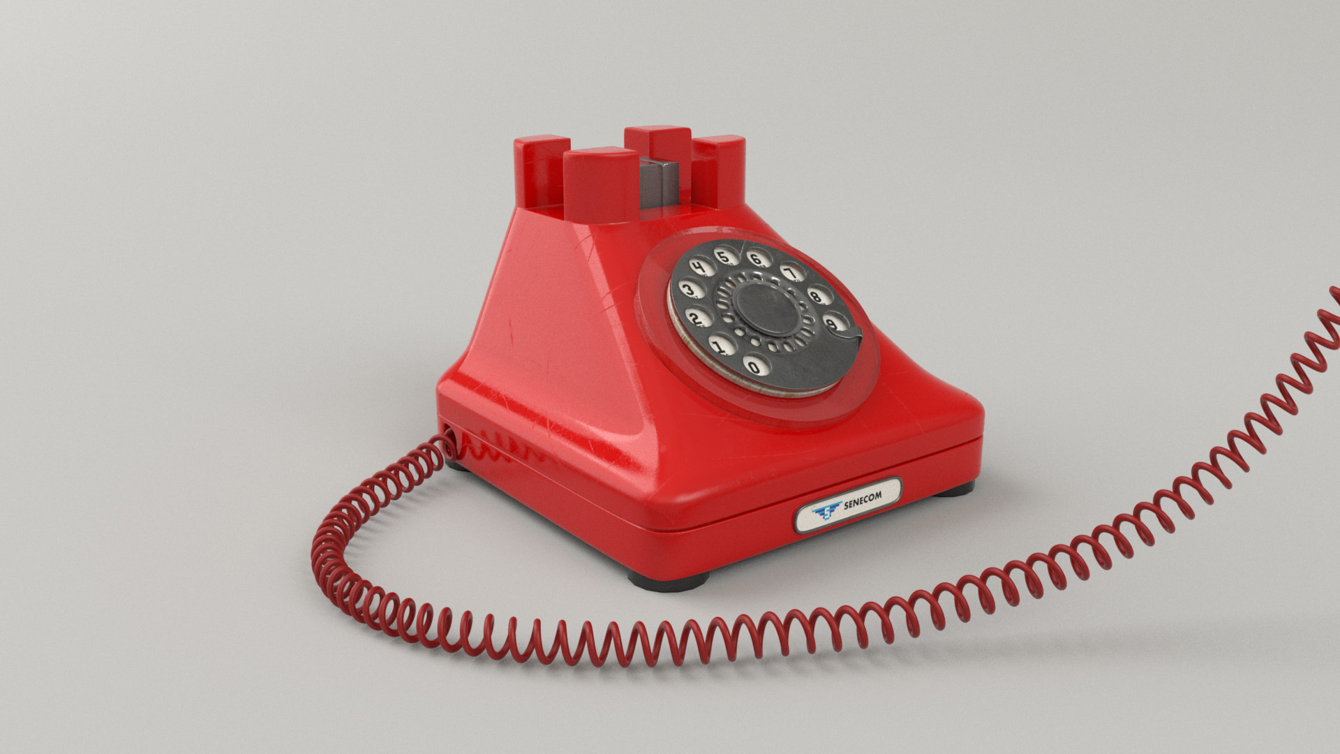 Figure 28: "Senecom" phone set, with custom modeled curly cord.