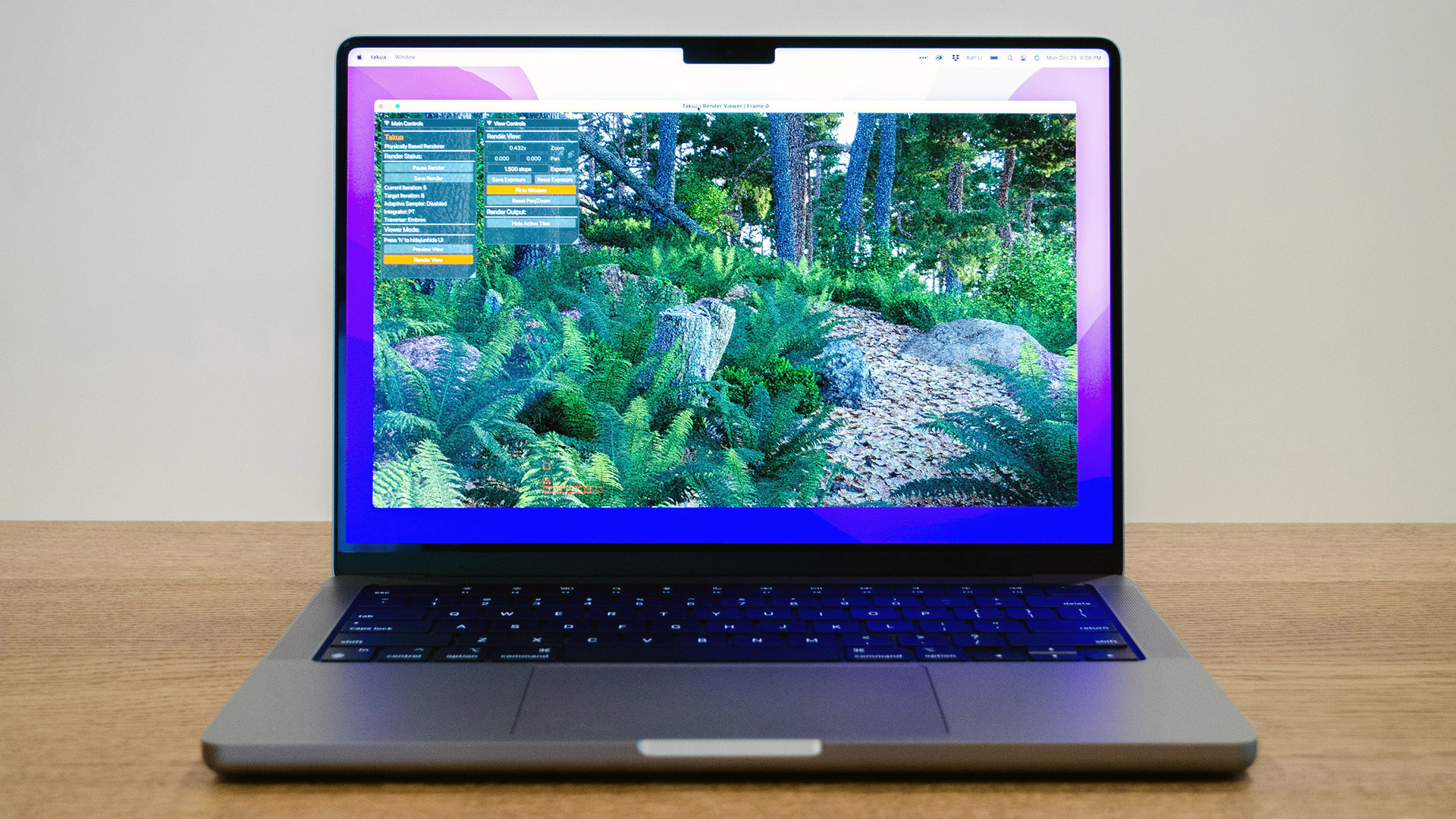 Figure 1: The new 2021 14-inch MacBook Pro with an Apple M1 Max chip, running Takua Renderer.