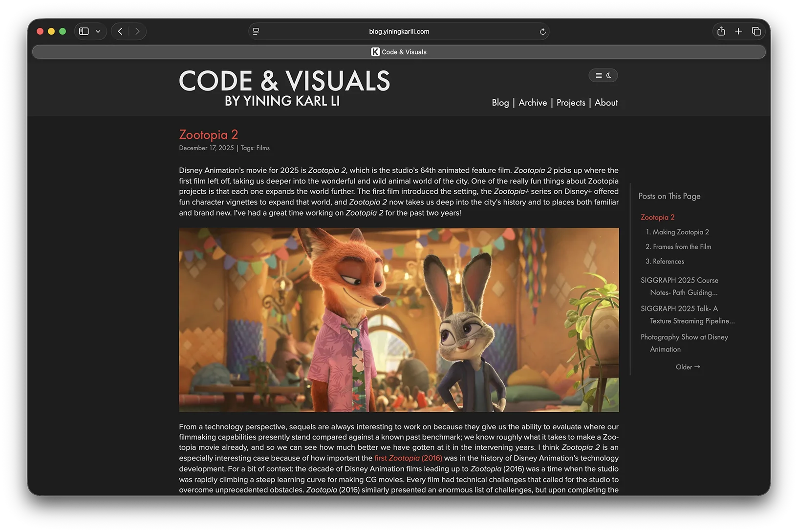 Figure 1: The site's spiffy new dark mode theme, along with sidebar table of contents and Knuth-Plass justified text layout.